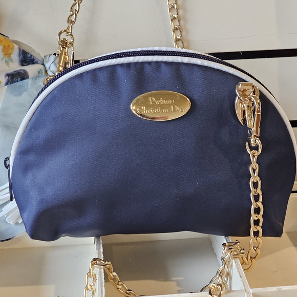 Christian Dior Navy Blue Clutch w/Crossbody Chain, Tassel, & Twilly Added - Picture 14 of 16